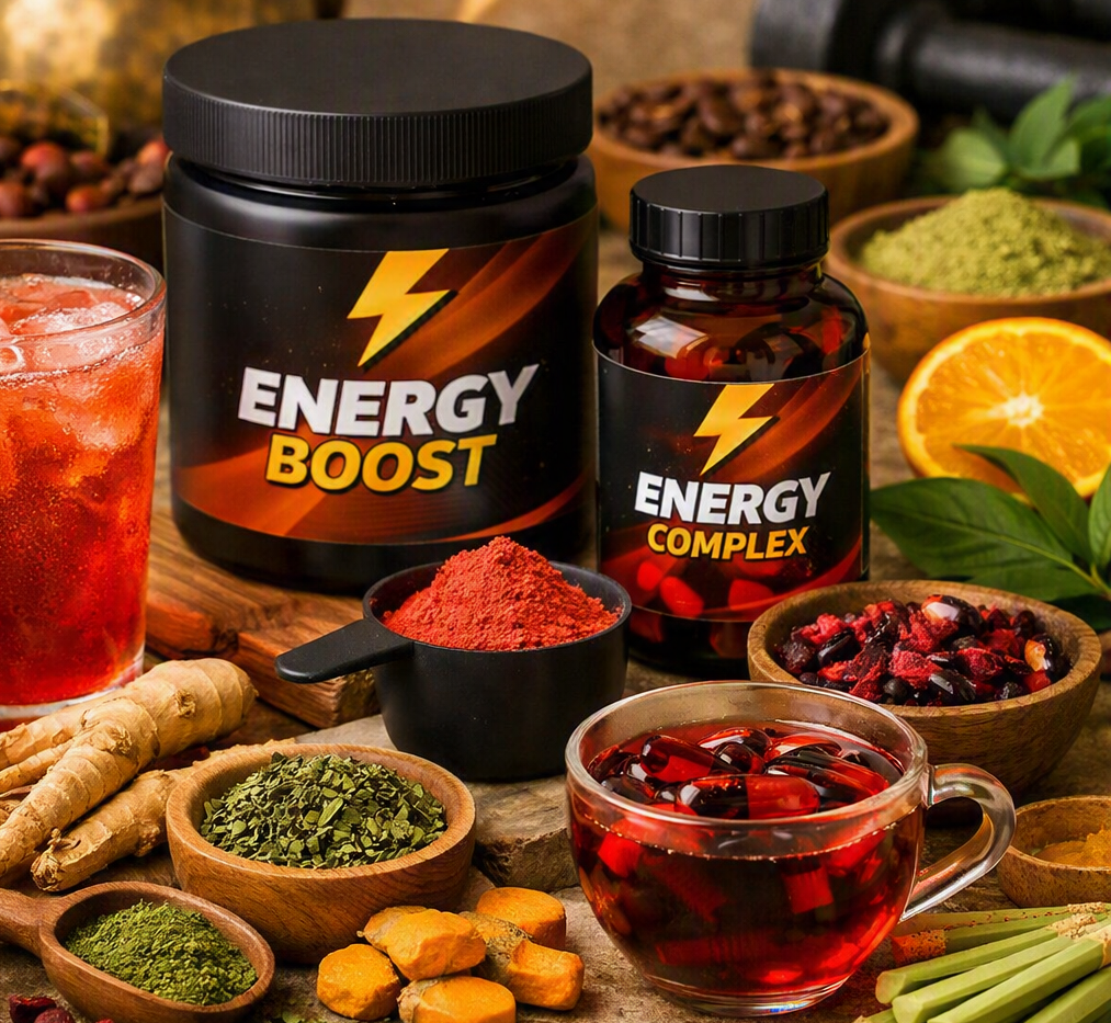 Energy Boost powder and Energy Complex capsules with botanical ingredients