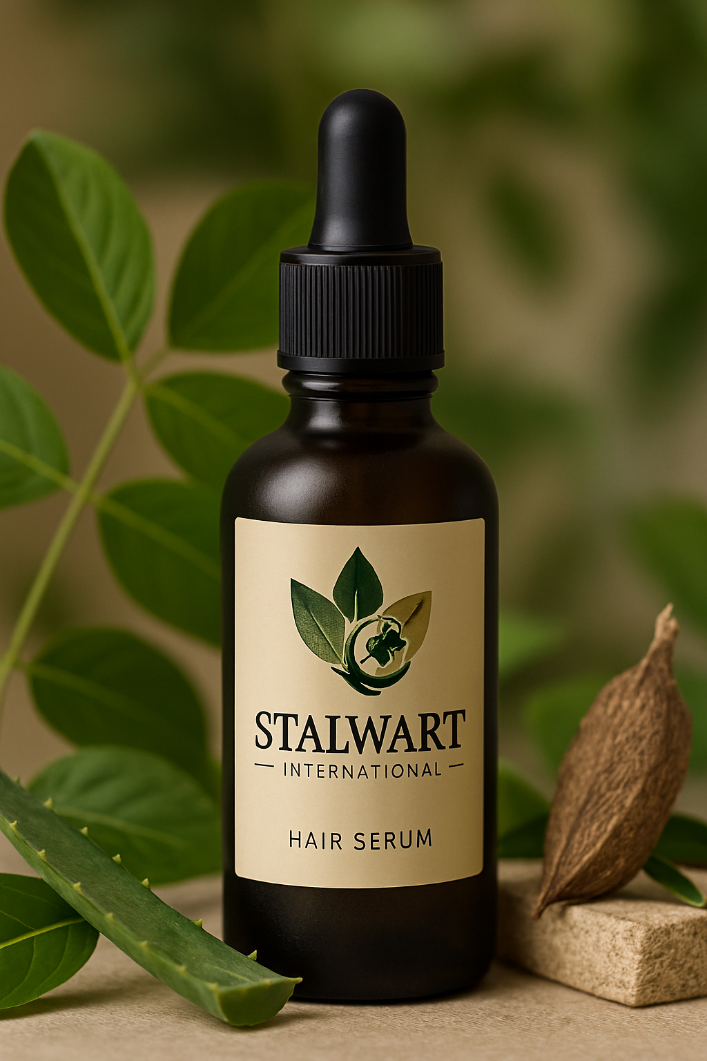 Stalwart International botanical hair serum bottle