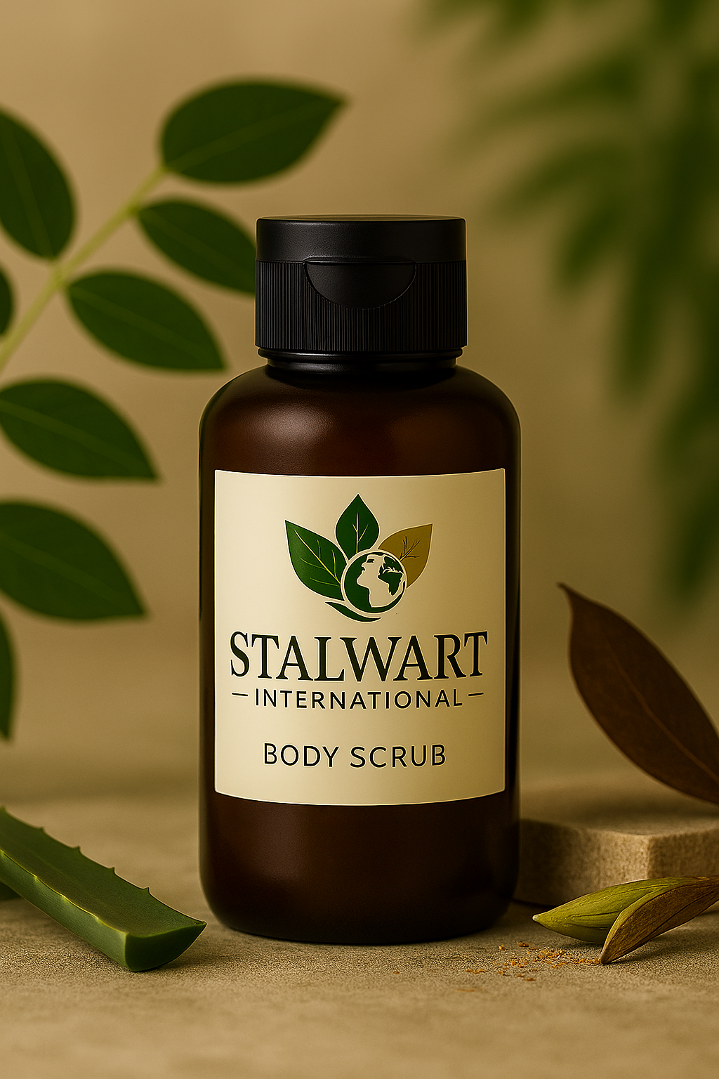 Stalwart International botanical body scrub bottle